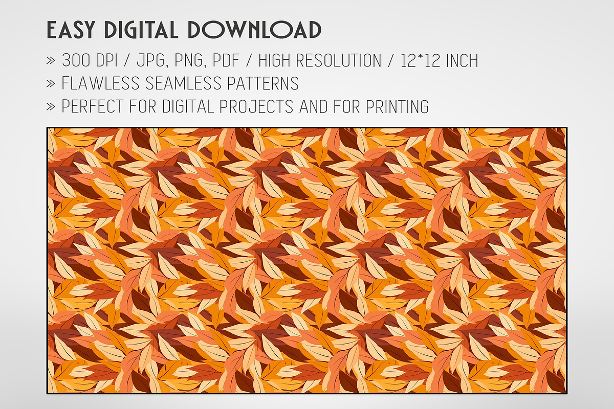 20 Seamless Autumn Leaves Patterns, a Pattern Graphic by Nordic Design (Photo 2 of 9)