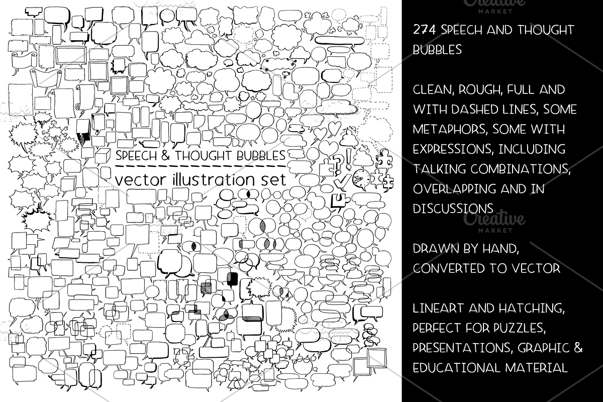 Speech & thought bubbles - vector, a Work Illustration by Renée from Studio neetje (Photo 2 of 4)