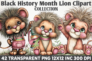 Black History Month Lion Clipart PNG, an Illustration by RobertsArt