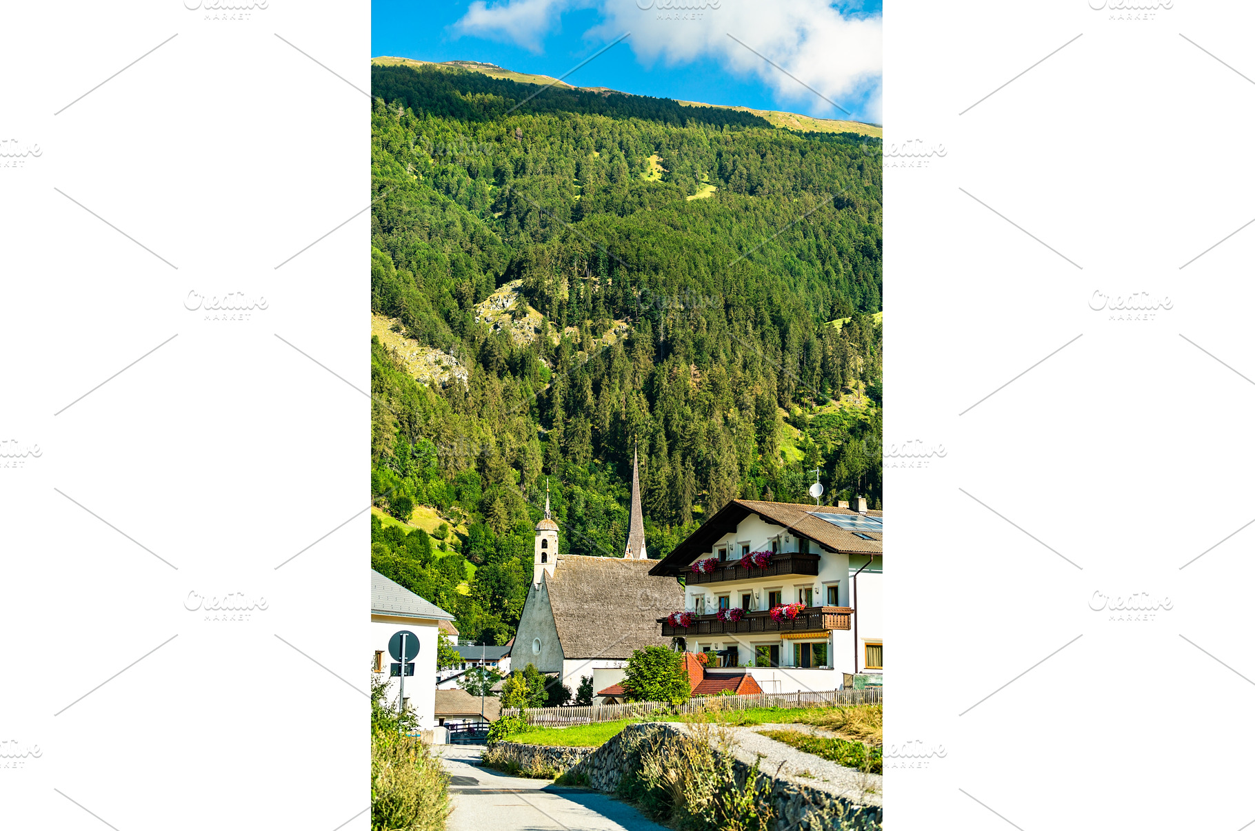 Churches at Burgeis in South Tyrol, an Architecture Photo by Leonid Andronov