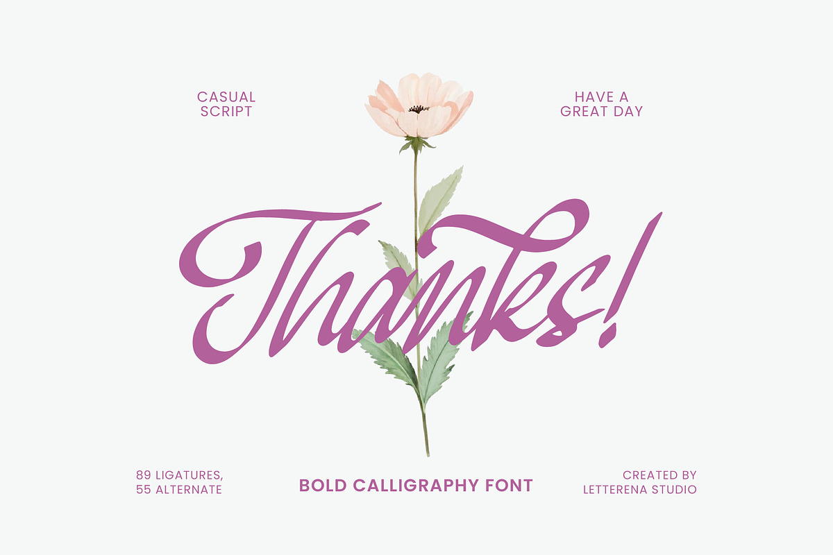Mendyora Bold Calligraphy Font, a Script Font by Letterena Studios Script (Photo 15 of 15)