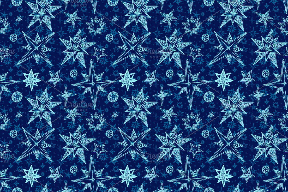 Seamless starry pattern set preview 4
