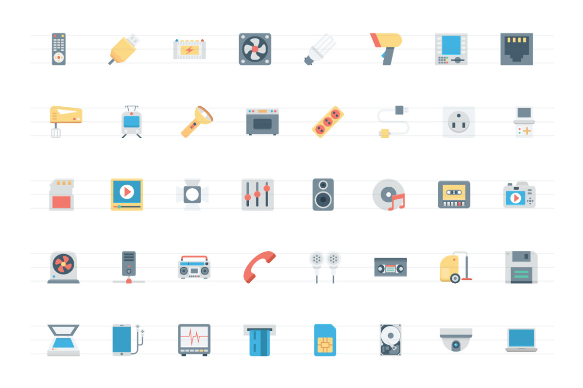 120 Flat Electronics and Devices, an Icon by Creative Stall