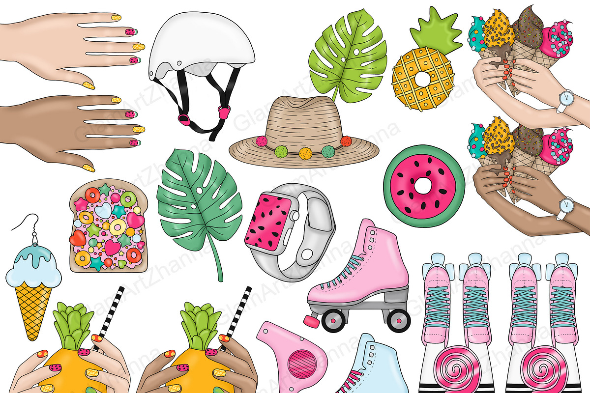 Bright Summer Clipart, a Seasonal Illustration by GlamArtZhanna (Photo 2 of 4)
