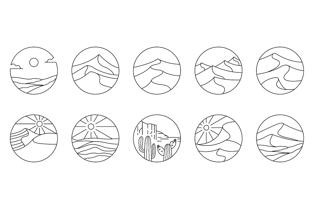 bundle desert lineart logo template, a Branding & Logo Template by Pyruos ID