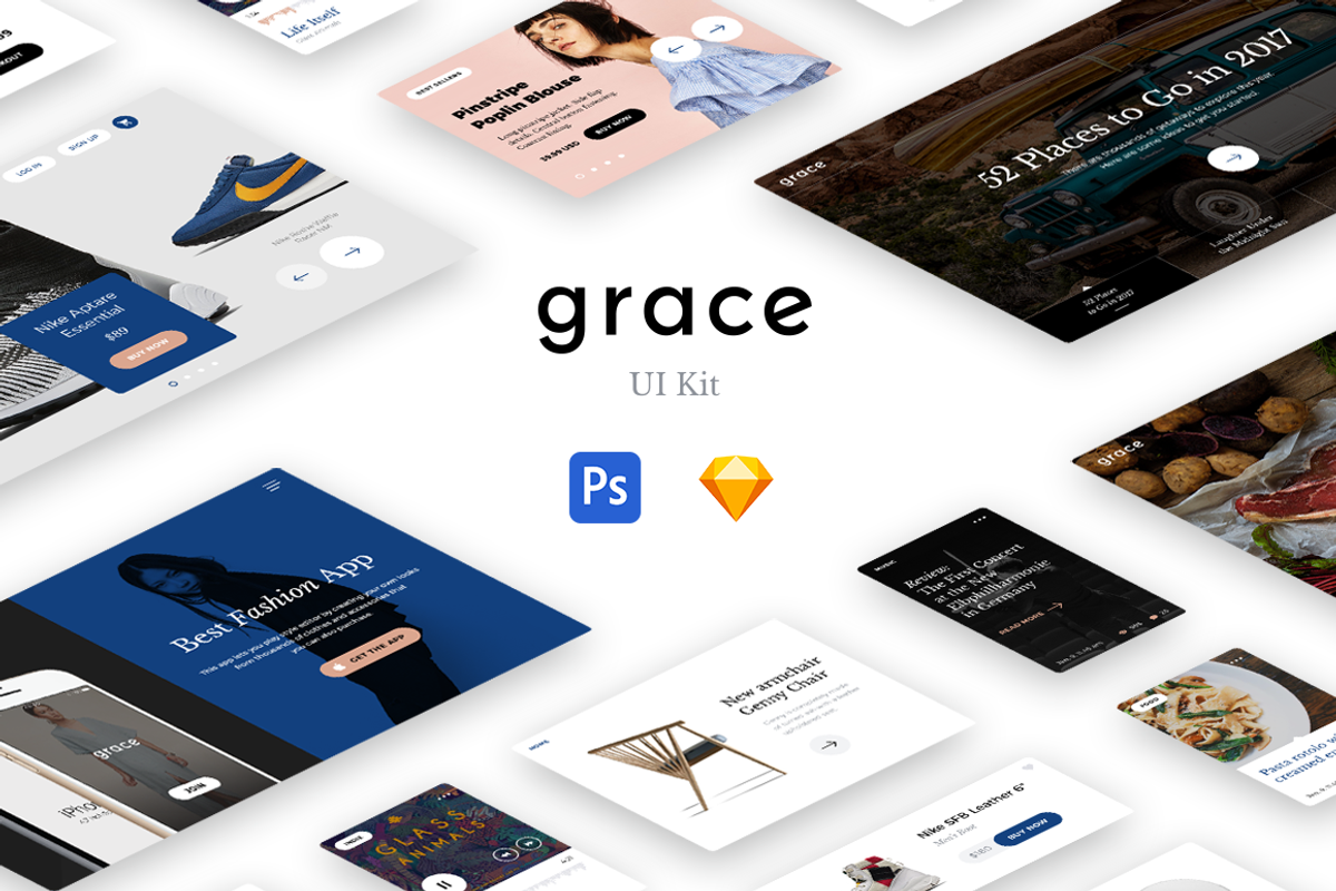 Grace UI Kit, an UI Kit Template by uispot (Photo 1 of 10)
