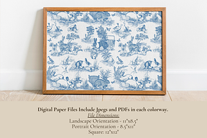 Easter Bunny Toile De Jouy Pattern