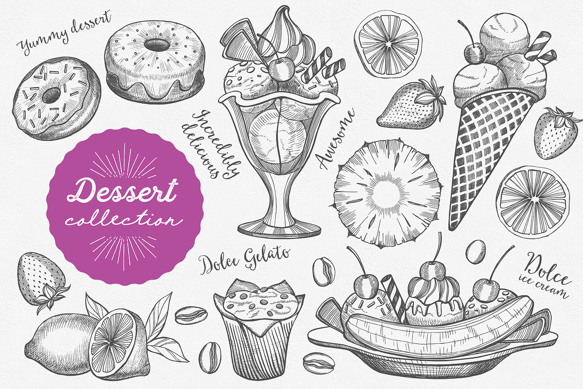 Dessert Food Illustrations, a Food Illustration by BarcelonaShop (Photo 1 of 4)