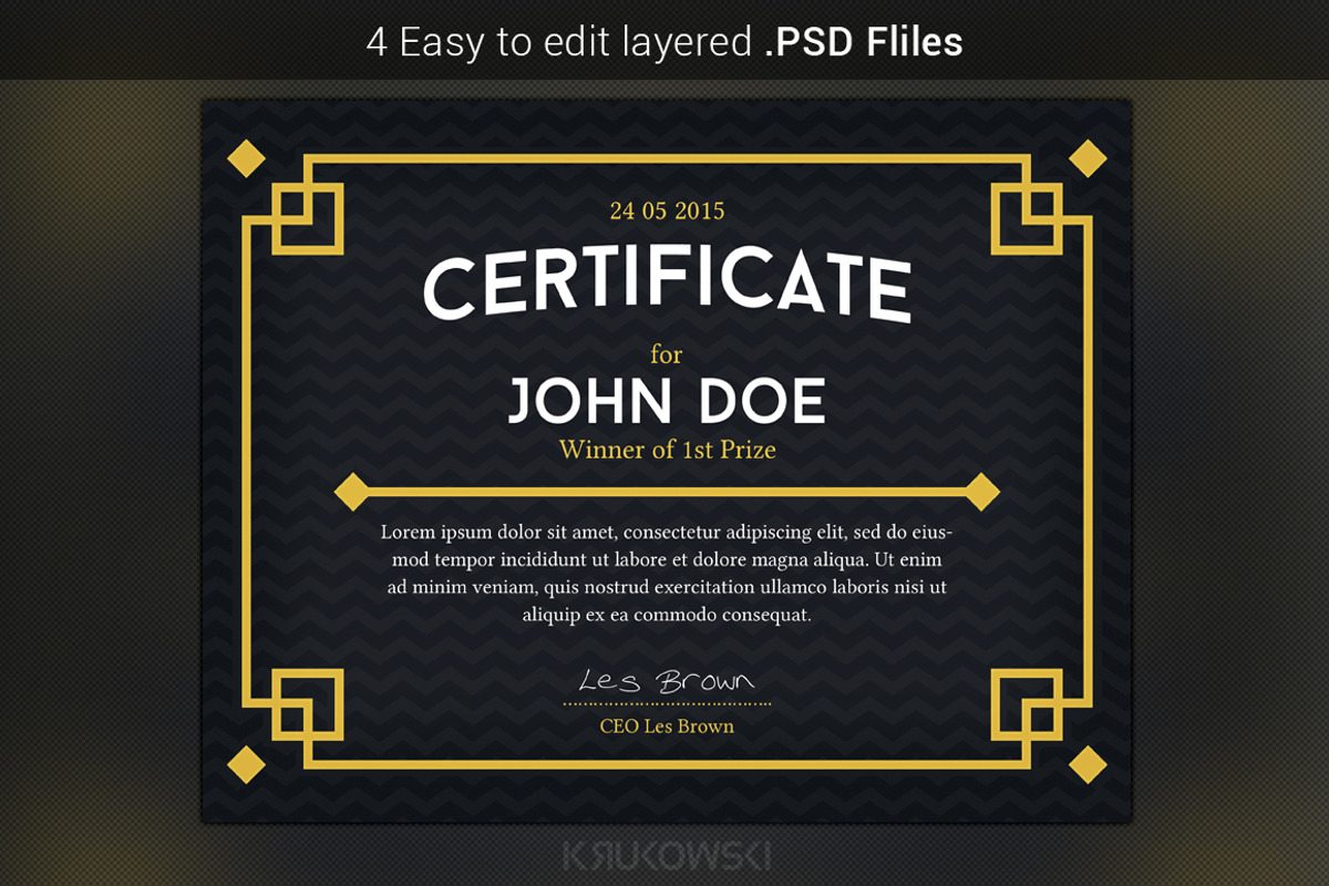 Dark Certificate Template, a Stationery Template by Krukowski Graphics (Photo 3 of 3)