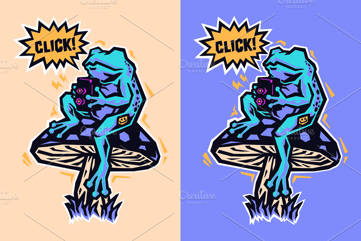 Retro Frog T-Shirt Illustration, an Animal Illustration by Pries Studio (Photo 2 of 3)