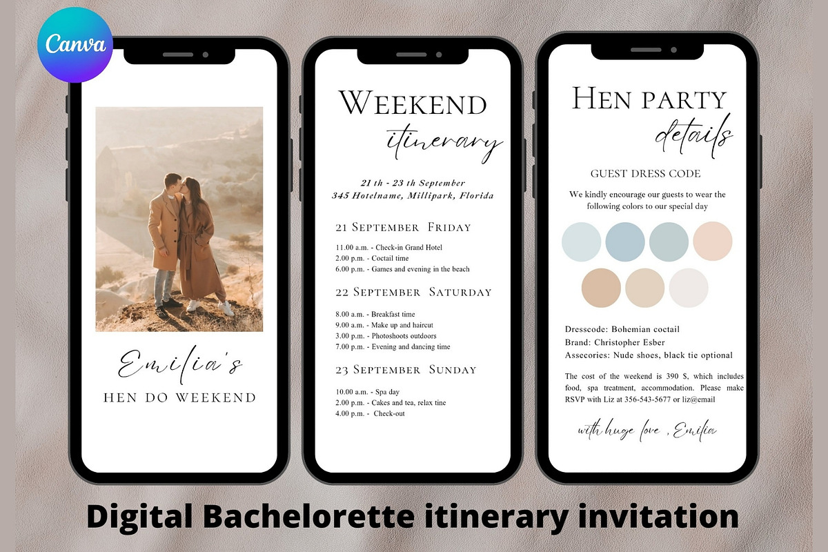 Wedding party itinerary invitation, a Design Template by EvaTemplates (Photo 2 of 5)