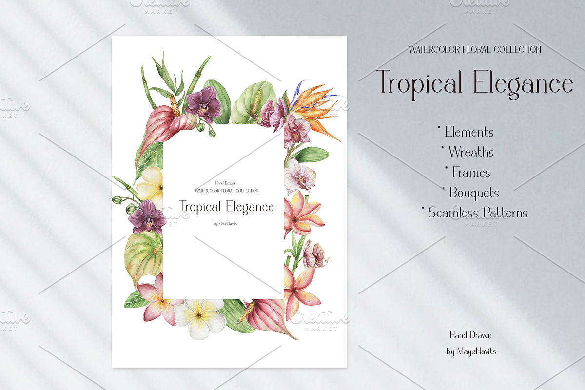 Watercolor Tropical Elegance, a Decorative Illustration by MayaNavits (Photo 2 of 9)