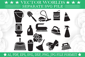 Toilet Clean Equipment SVG, an Object Graphic by VectorWorlds