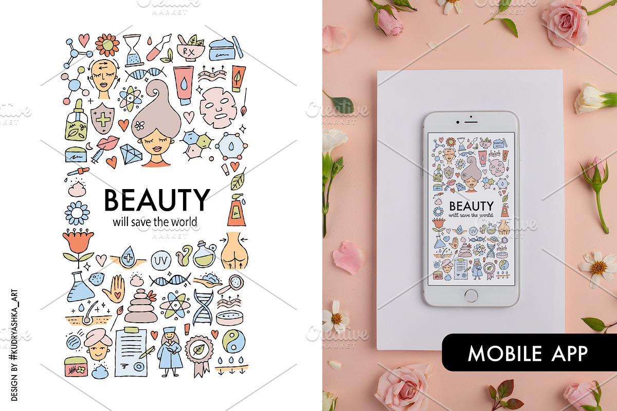Skin Care. Cosmetology Vector Set, a Marketing Template by Kudryashka (Photo 14 of 19)