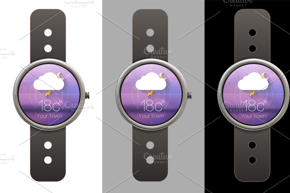 Watch Wear UI Kit. Fully EPS vector., an UI Kit Template by Chuhastock (Photo 3 of 3)