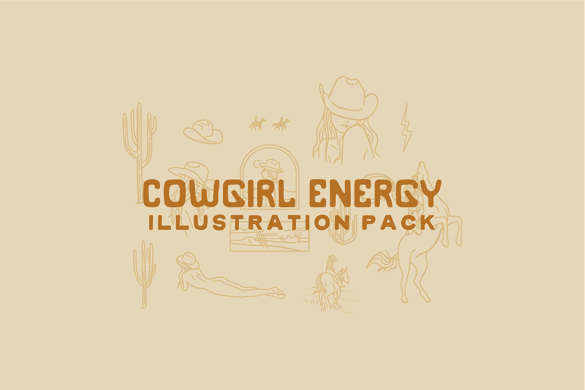 Cowgirl Energy Illustration Pack, an Outline Icon by MEG BURK CHOI (Photo 1 of 2)