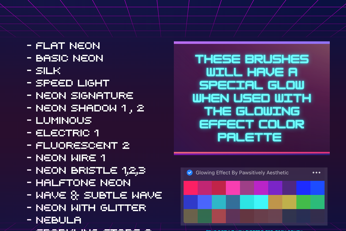 Neon Procreate Brushes, a Brush Add-On by Pawsitively Aesthetic (Photo 9 of 11)