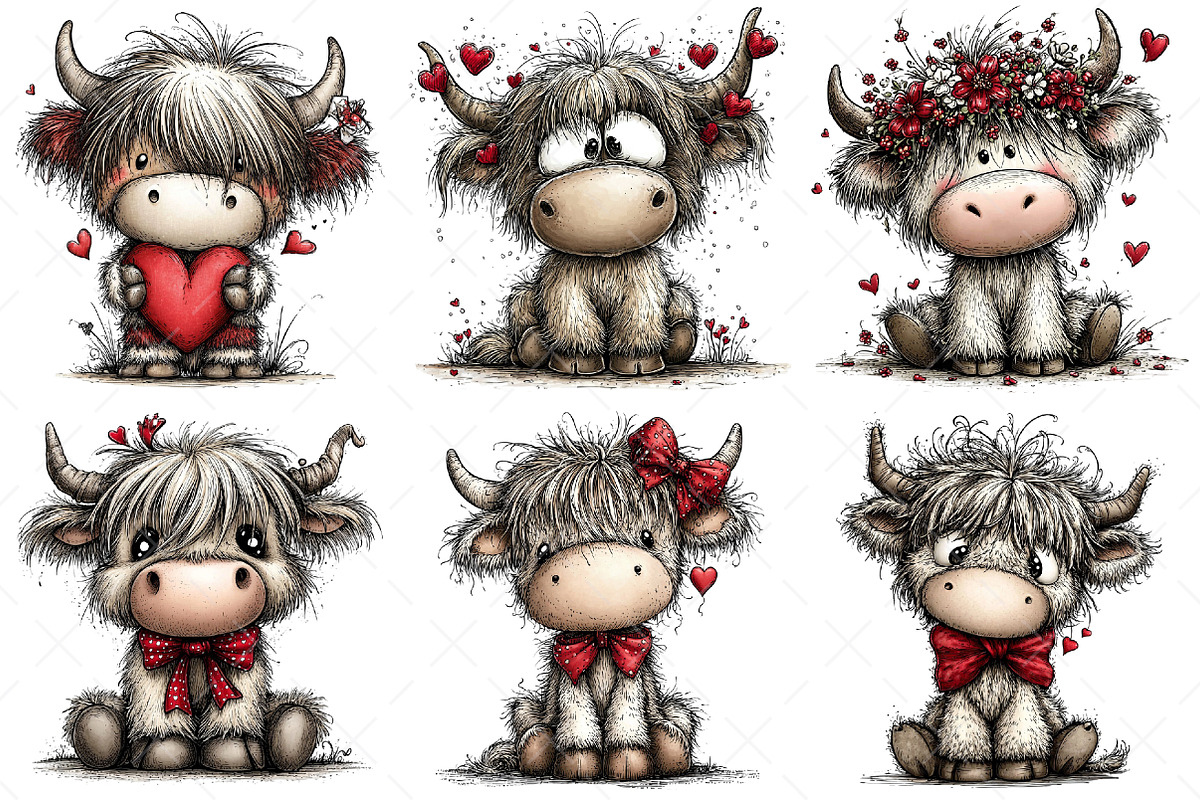 Highland Cow Valentine Clipart Png, an Illustration by Craft Nest (Photo 11 of 11)