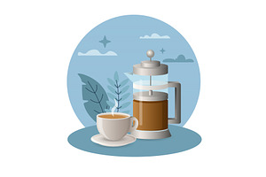 French Press Illustration. Cup