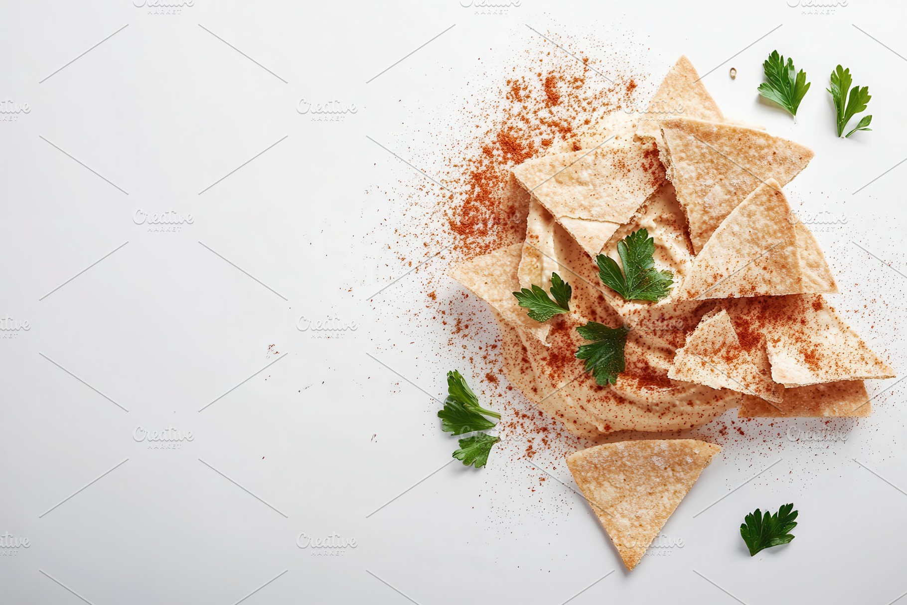 Delicious creamy hummus paired, a Photo by Pavel_design