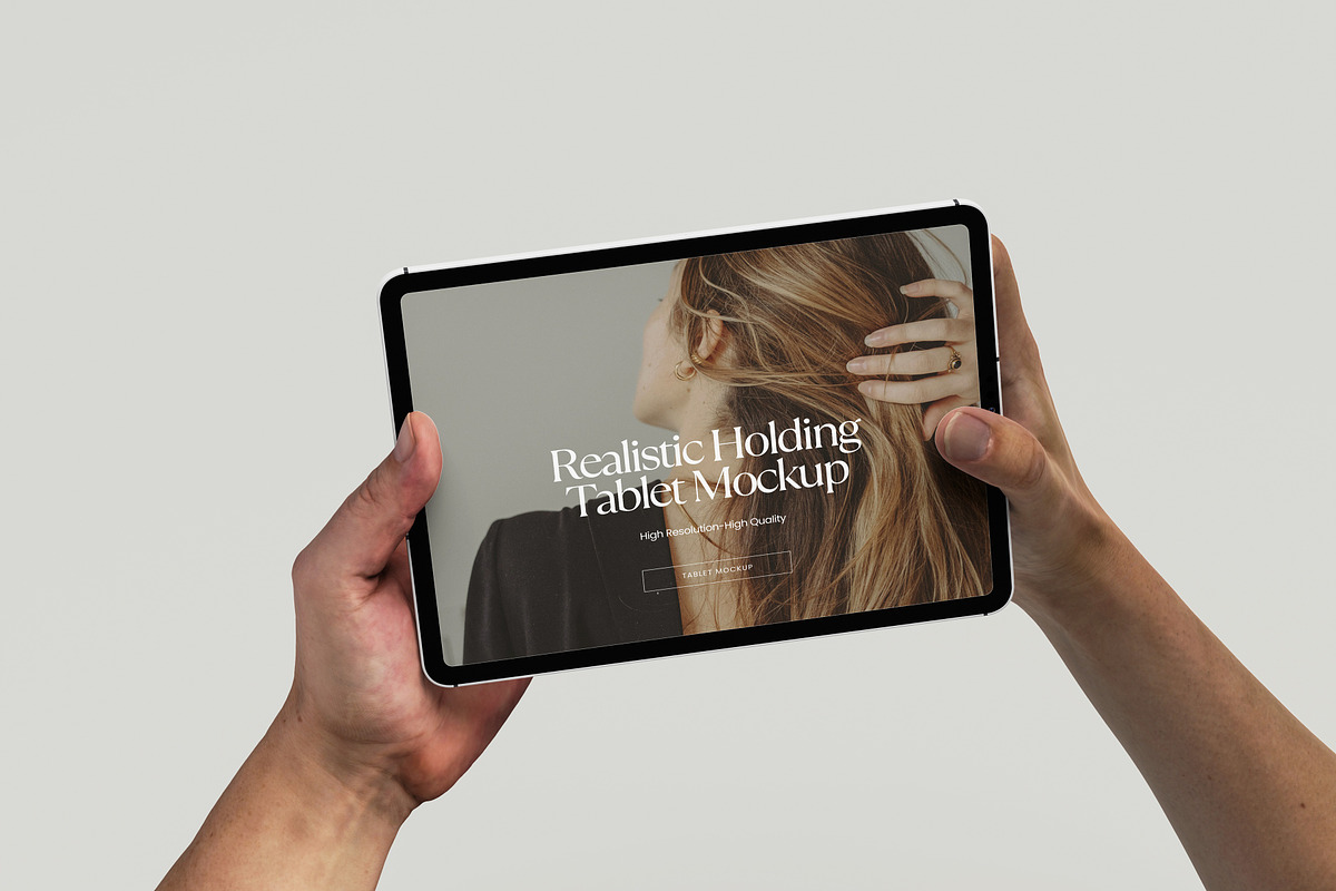 Digital Tablet Holding Mockup Scene, an iPad Mockup by Ataku Design (Photo 6 of 8)