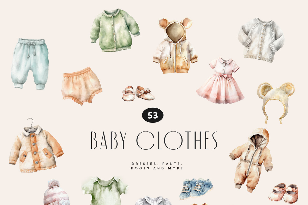 Baby Shower Watercolor Clipart, a Decorative Illustration by Sunshine Art (Photo 13 of 15)