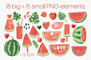 Watercolor watermelon clipart PNG, a Food Illustration by Anntre (Thumbnail 2 of 5)