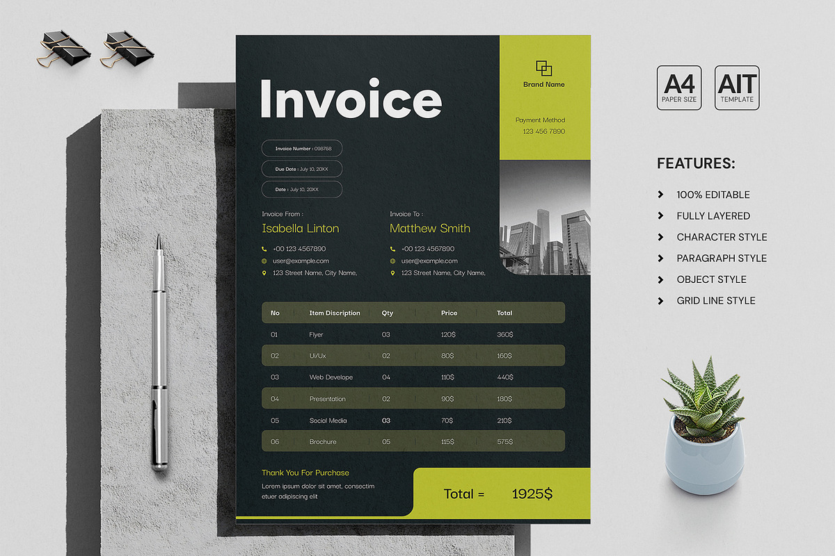 Invoice Template, a Stationery Template by White Graphic (Photo 1 of 2)