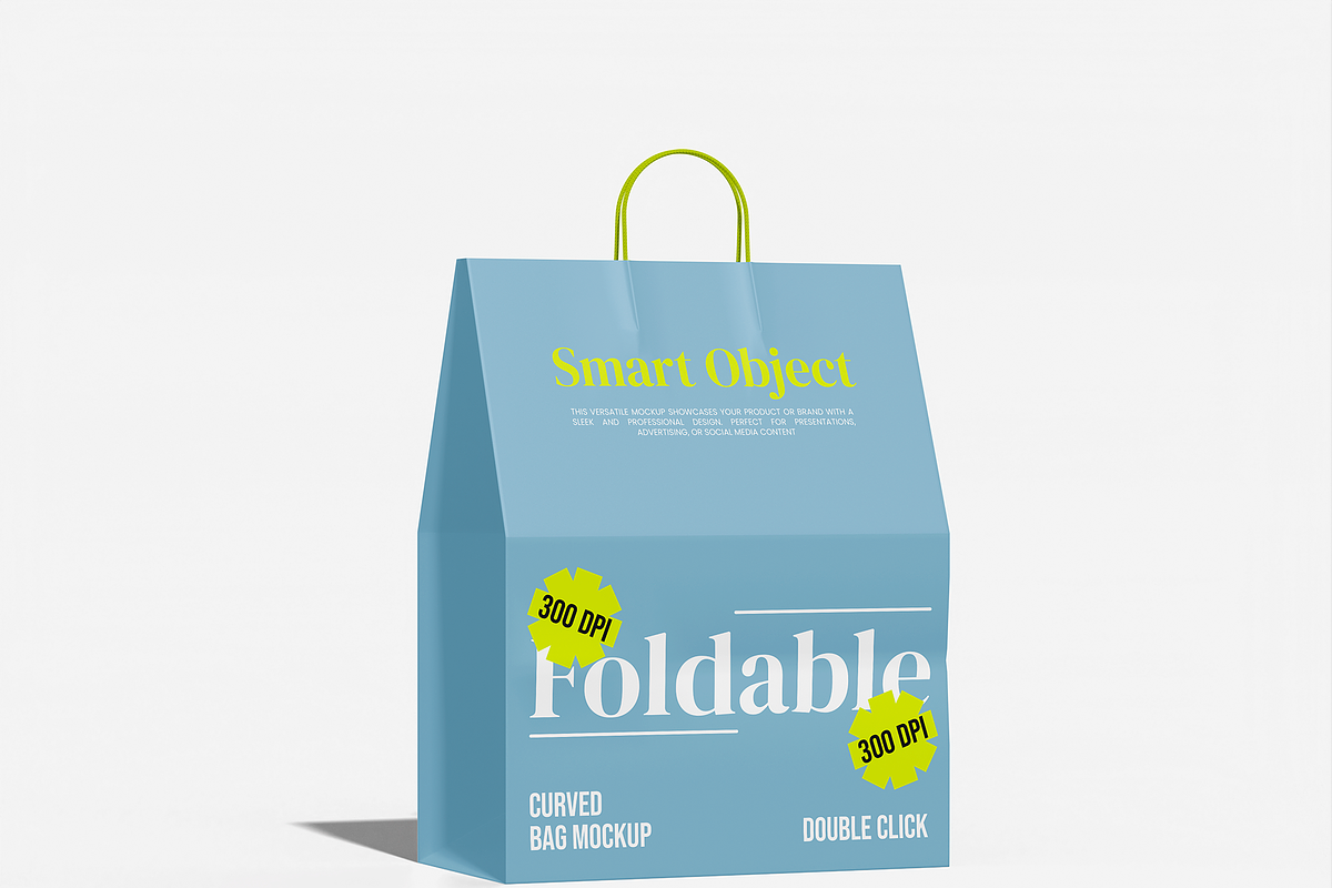 Curved Foldable Bag Mockup, a Packaging Mockup by Permadi Creative (Photo 2 of 3)
