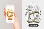 3d Golden&Chrome Inflated Letters, a Graphic by Letters-Shmetters (Thumbnail 5 of 9)