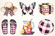 Black and Pink Gingham Summer Clipar, an Illustration by Libby Wishes (Thumbnail 7 of 7)