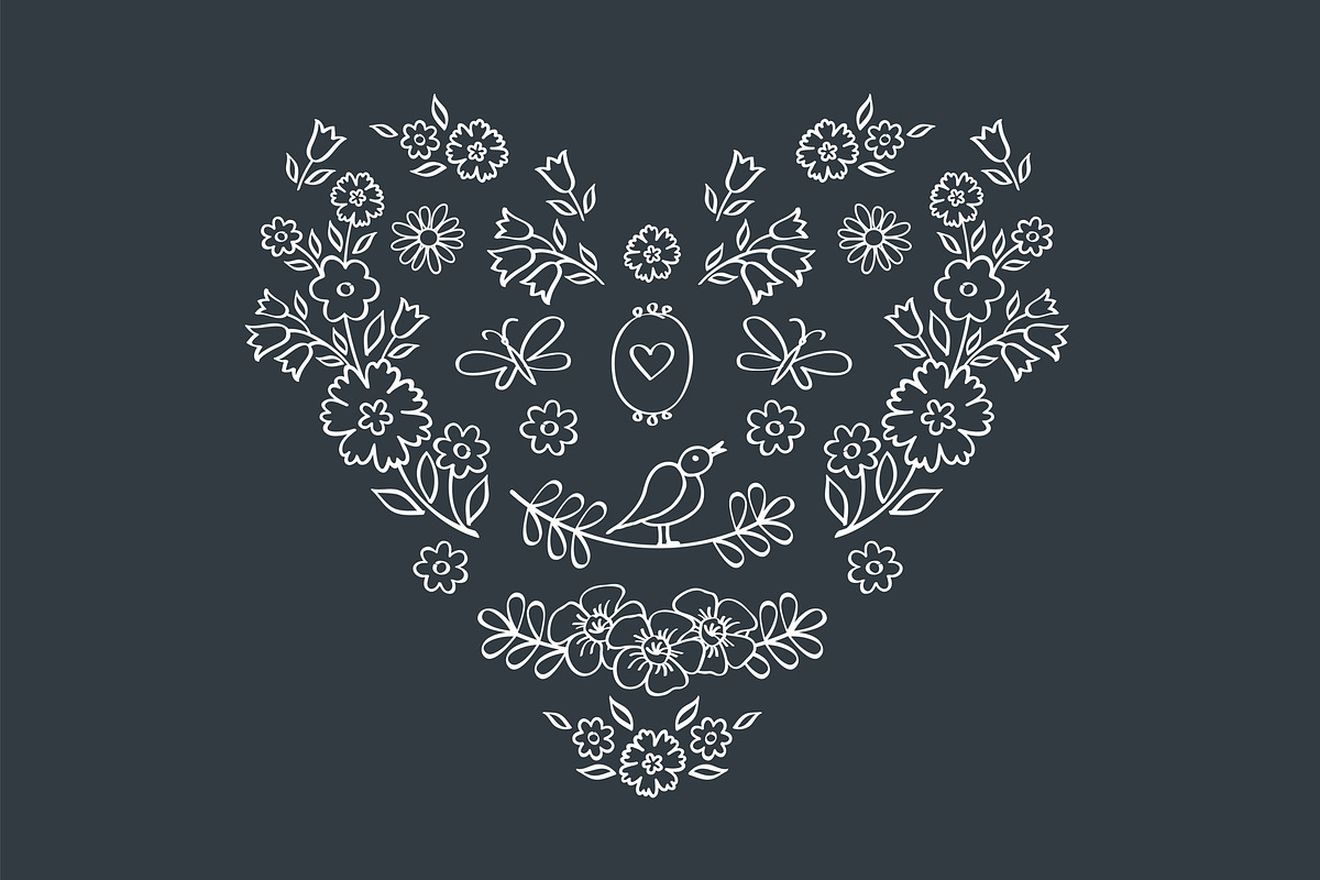 Hand drawn floral elements, a Decorative Illustration by Tkoko vectors & patterns (Photo 3 of 8)