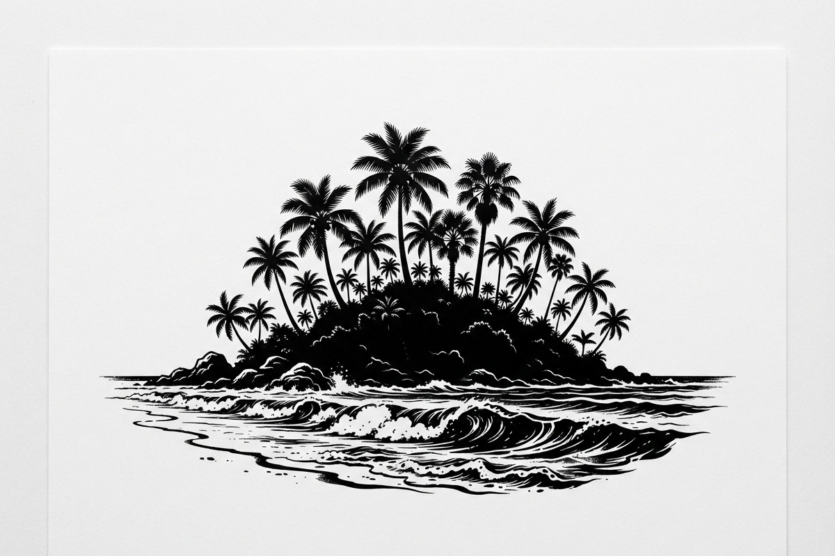 50 Tropical Palm Island Silhouette, an Empty State Illustration by Amazin_art (Photo 11 of 41)
