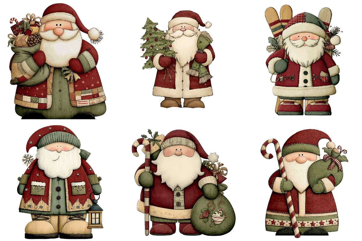 Vintage Christmas Santa Clipart, an Illustration by DreamArtGraphic (Photo 4 of 4)