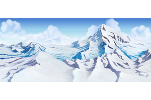 Snowy Mountain Peaks, Vector