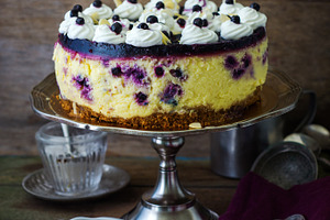 Blueberry cheesecake stock photo containing cake and blueberry