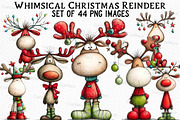 Whimsical Christmas Reindeer Clipart, an Illustration by Craft Nest (Thumbnail 1 of 6)