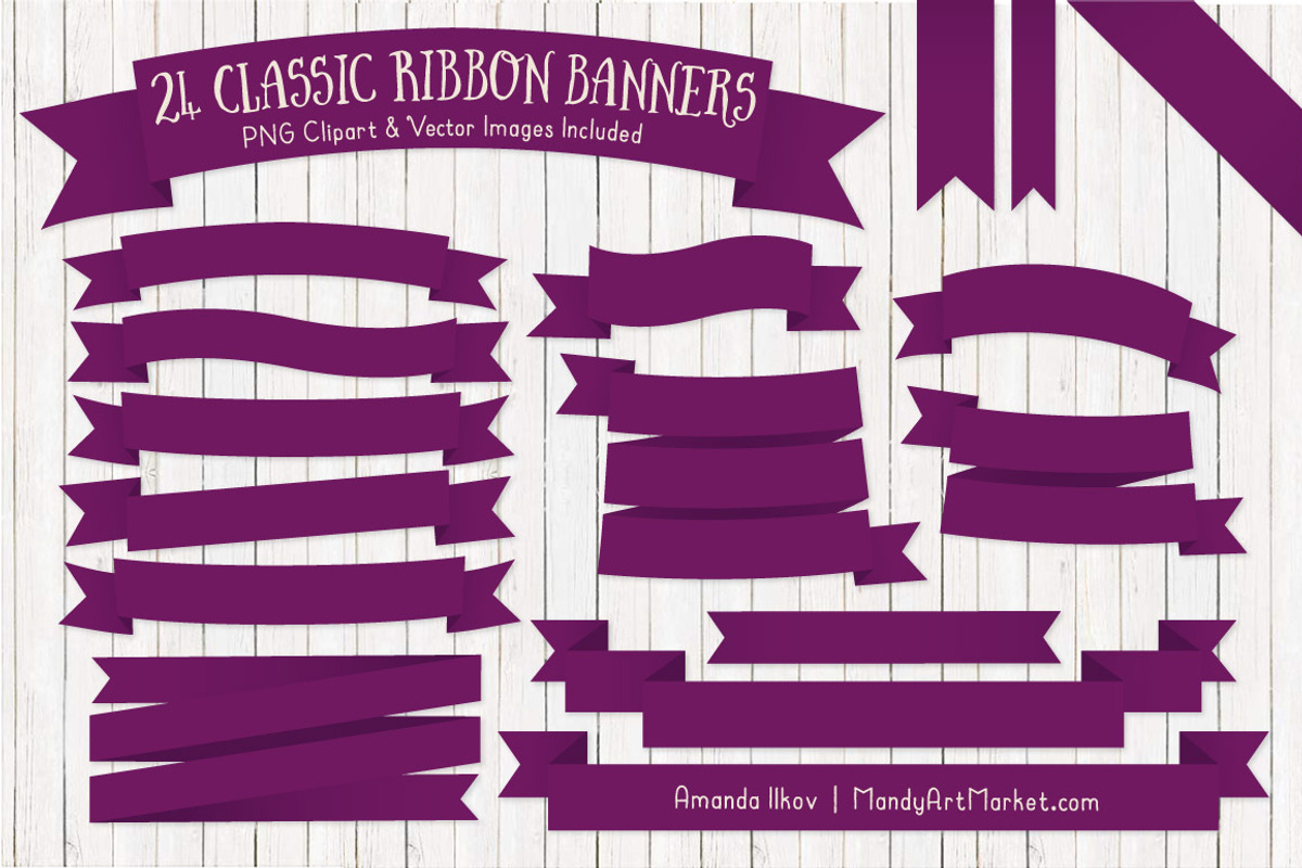 Plum Ribbon Banner Clipart, an Illustration by Amanda Ilkov (Photo 1 of 4)