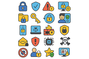 Cyber Security Icon Set, an Object Graphic by nikagraphic