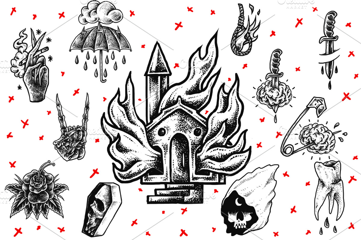 100 Tattoo-Style Tee Designs, an Object Illustration by Design by sebrodbrick (Photo 3 of 34)