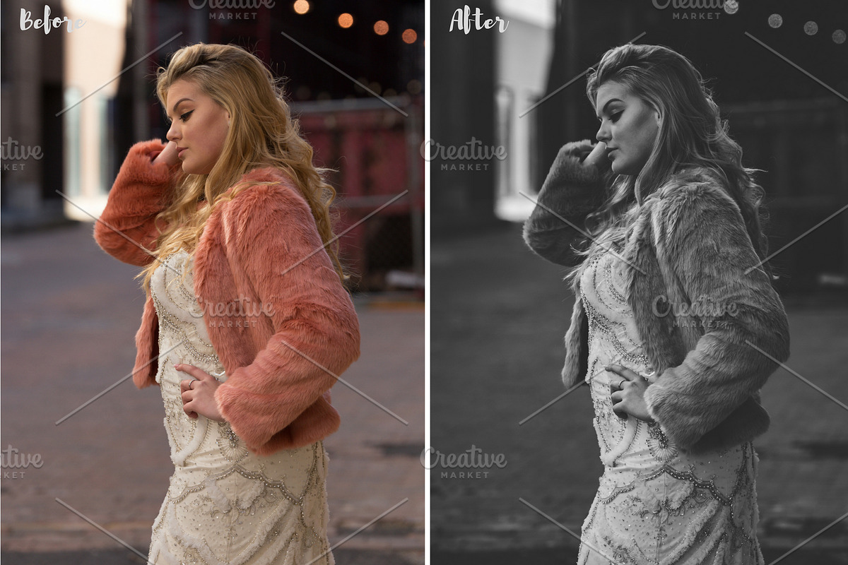 10 Lightroom Presets Pack Moody B&W preview 4
