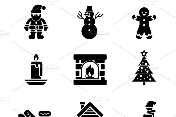 Christmas Icons On White Background
