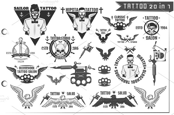 20 In 1 Tattoo Design Elements