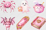 Pink Halloween Clipart, an Illustration by Black Bird Studio (Thumbnail 3 of 6)