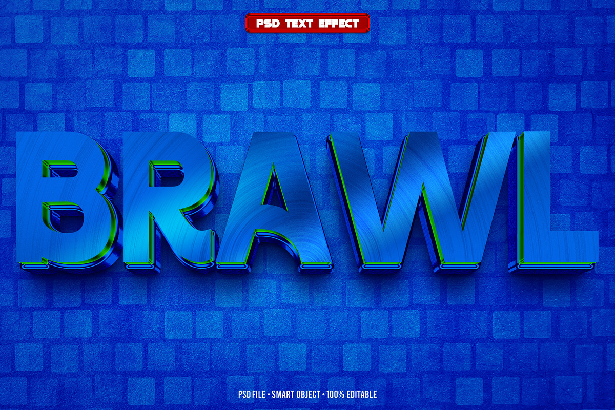 Brawl 3D editable text effect, a Layer Style Add-On by Hello Muh (Photo 1 of 2)