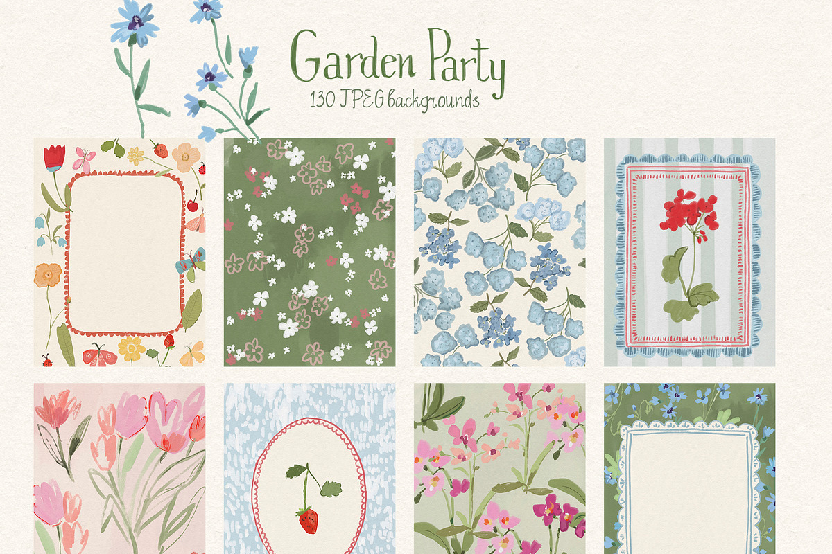 Whimsical Floral Backgrounds Frames, a Background Graphic by whiteheartdesign (Photo 8 of 20)