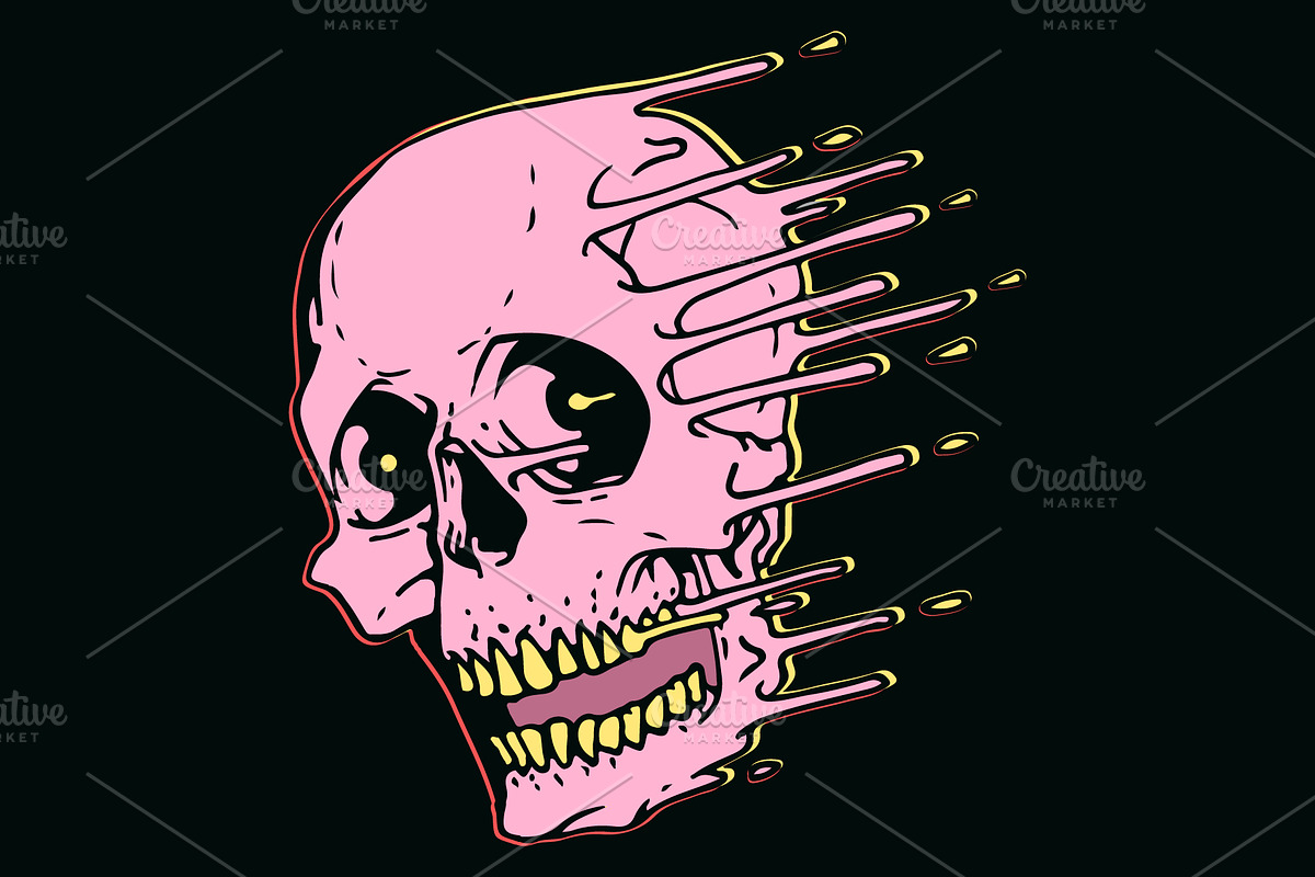 Pink skull design in liquid style, a Decorative Illustration by Den Marty Studio