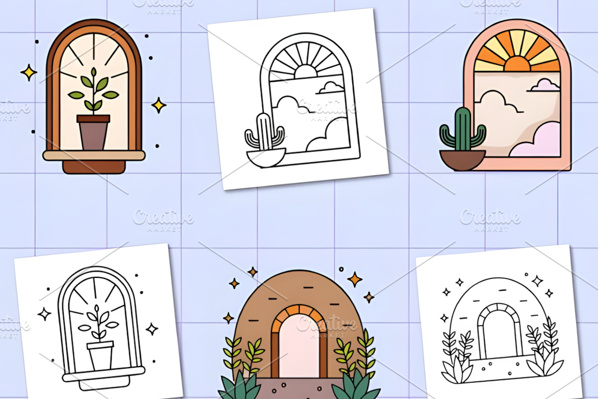 Minimal Art Coloring Book Bold Easy, a Decorative Illustration by Design Station (Photo 2 of 6)