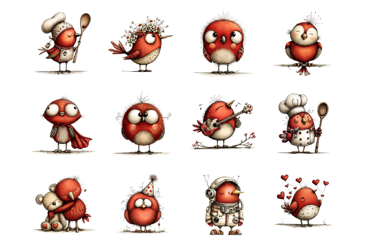 Cute Red Bird Clipart, an Illustration by Design Market (Photo 3 of 3)