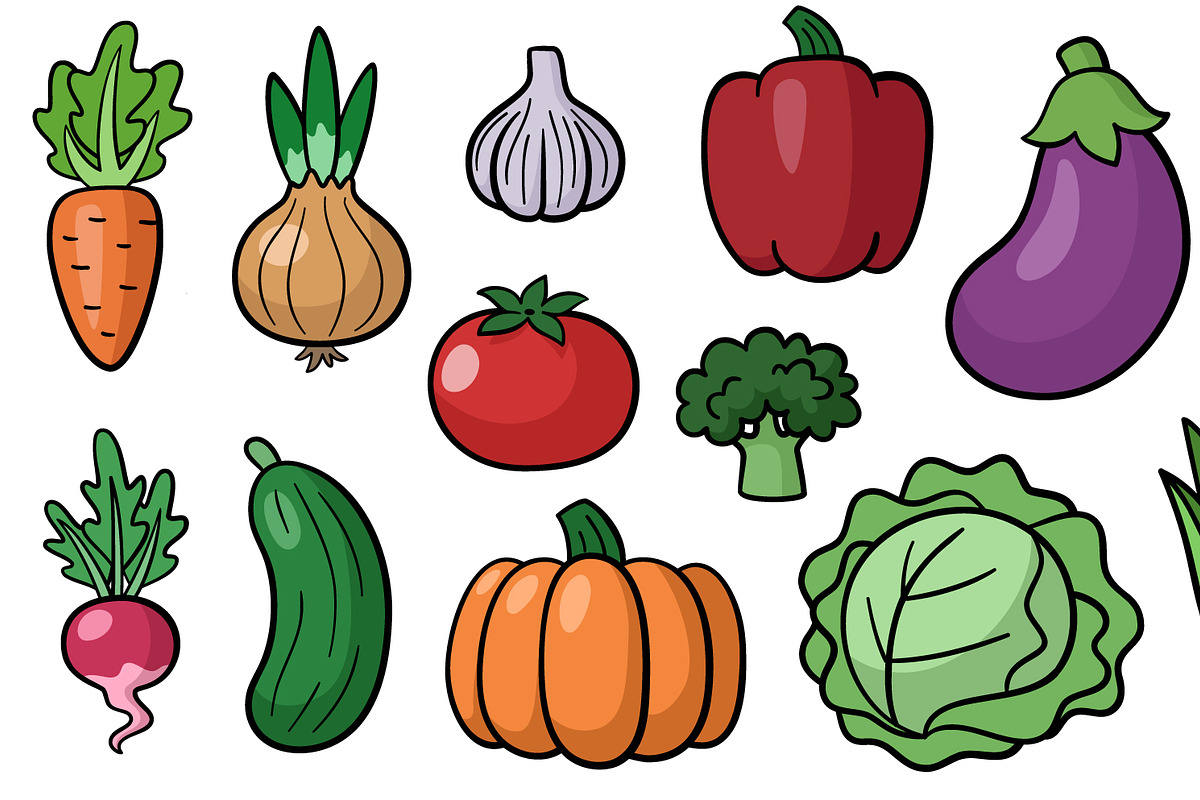 Retro fruits and vegetables, a Food Illustration by Barsuk's Shop (Photo 2 of 2)